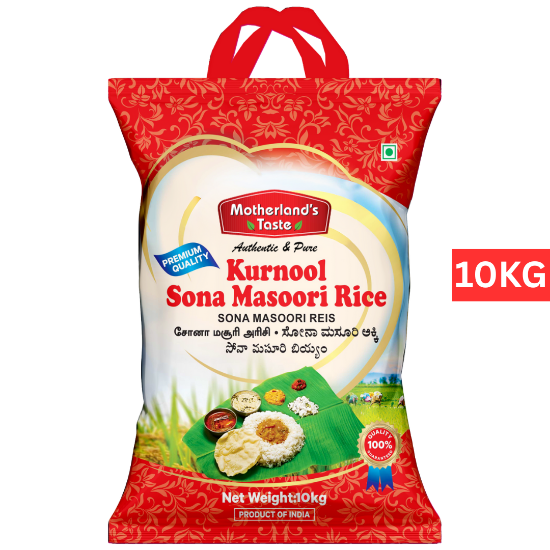 Bild von Motherland's Taste Kurnool Sona Masoori Rice 10kg - EXP 30.06.2026