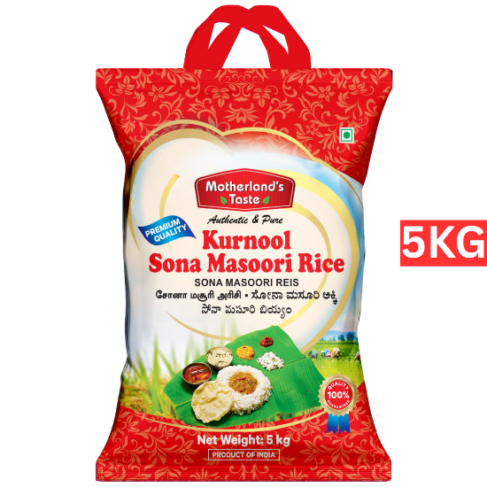 Bild von Motherland's Taste Kurnool Sona Masoori Rice 5kg - EXP 30.06.2026